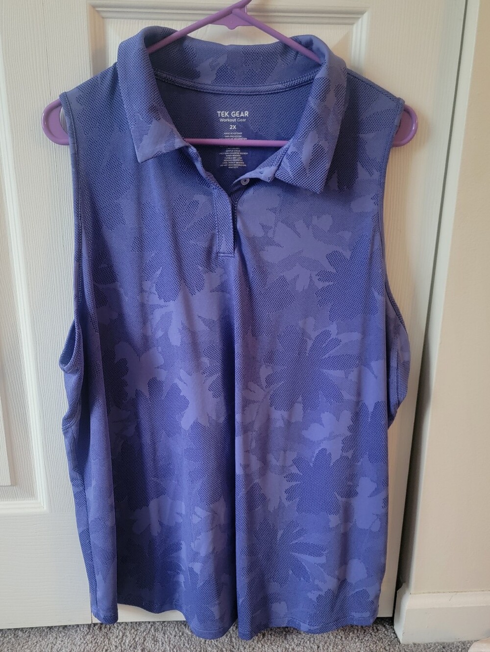 tek gear Purple Floral Sleeveless Polo Tank